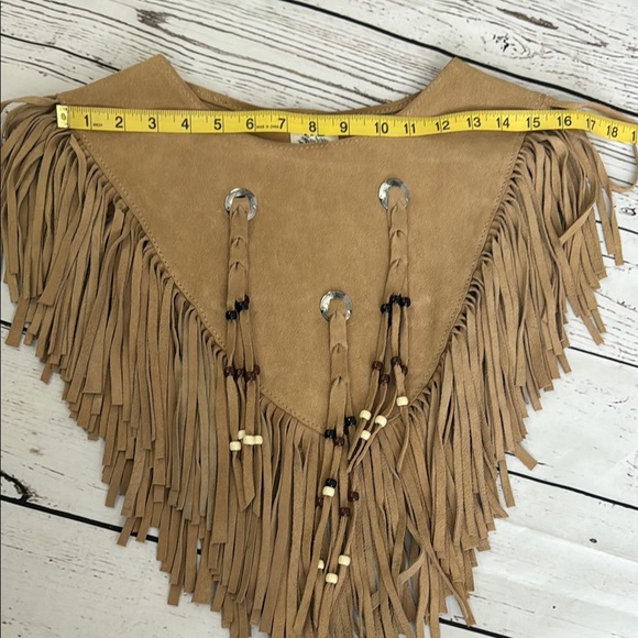 HB LEATHER Poncho with Beaded Accents - Picture 4 of 8